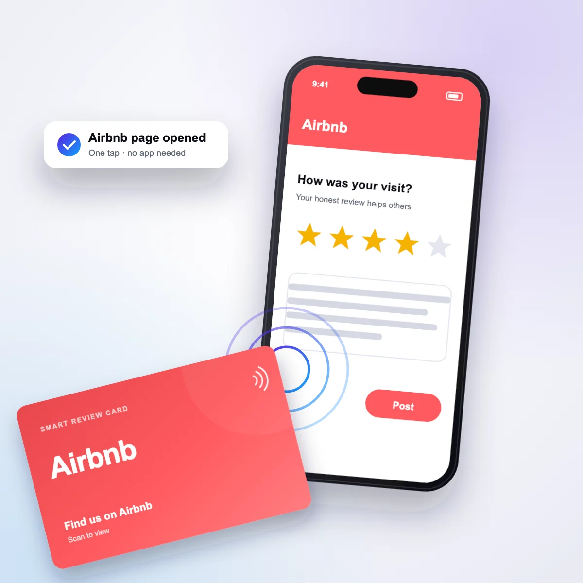 Tapping the Airbnb card opens the Airbnb page