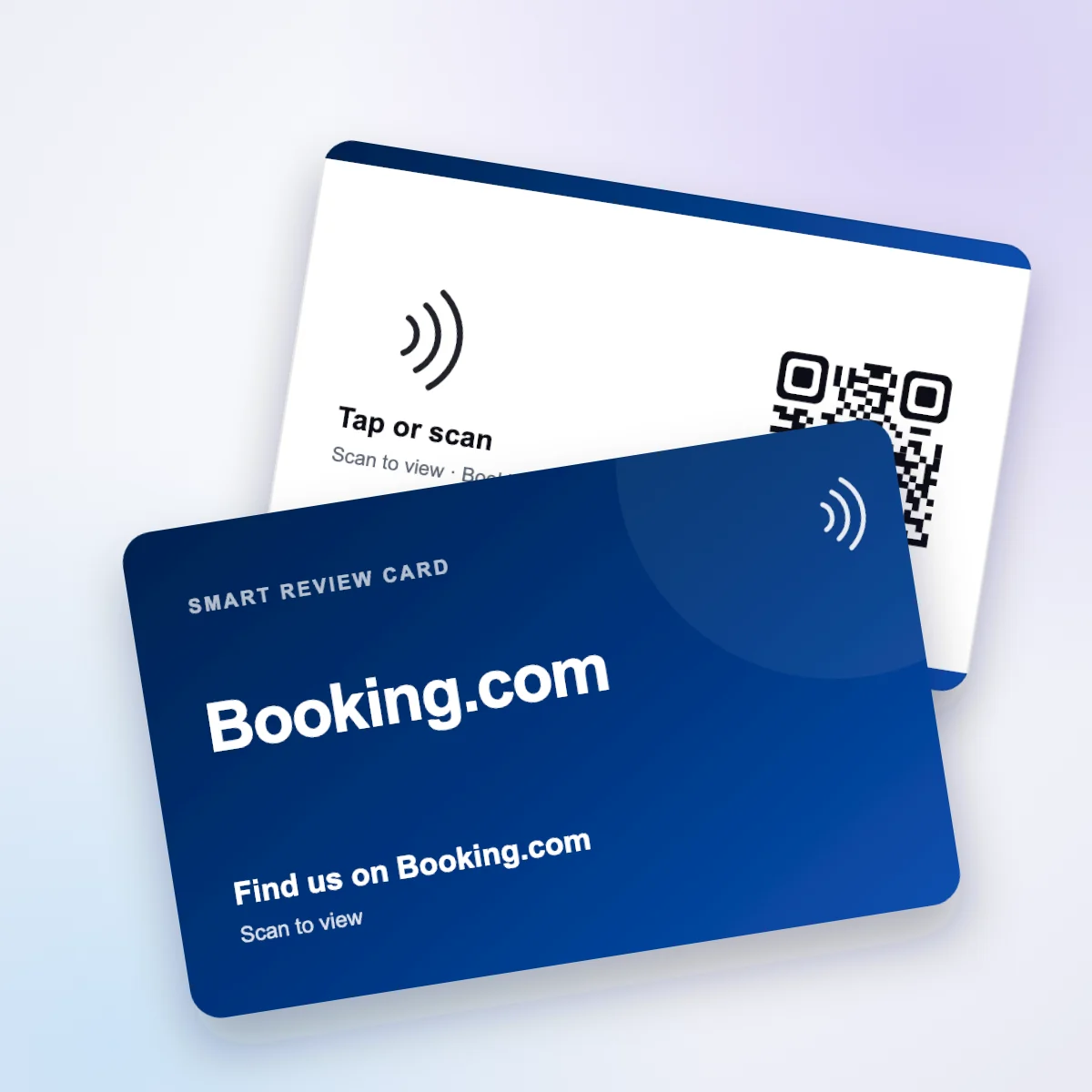 Booking.com NFC review card, front and back