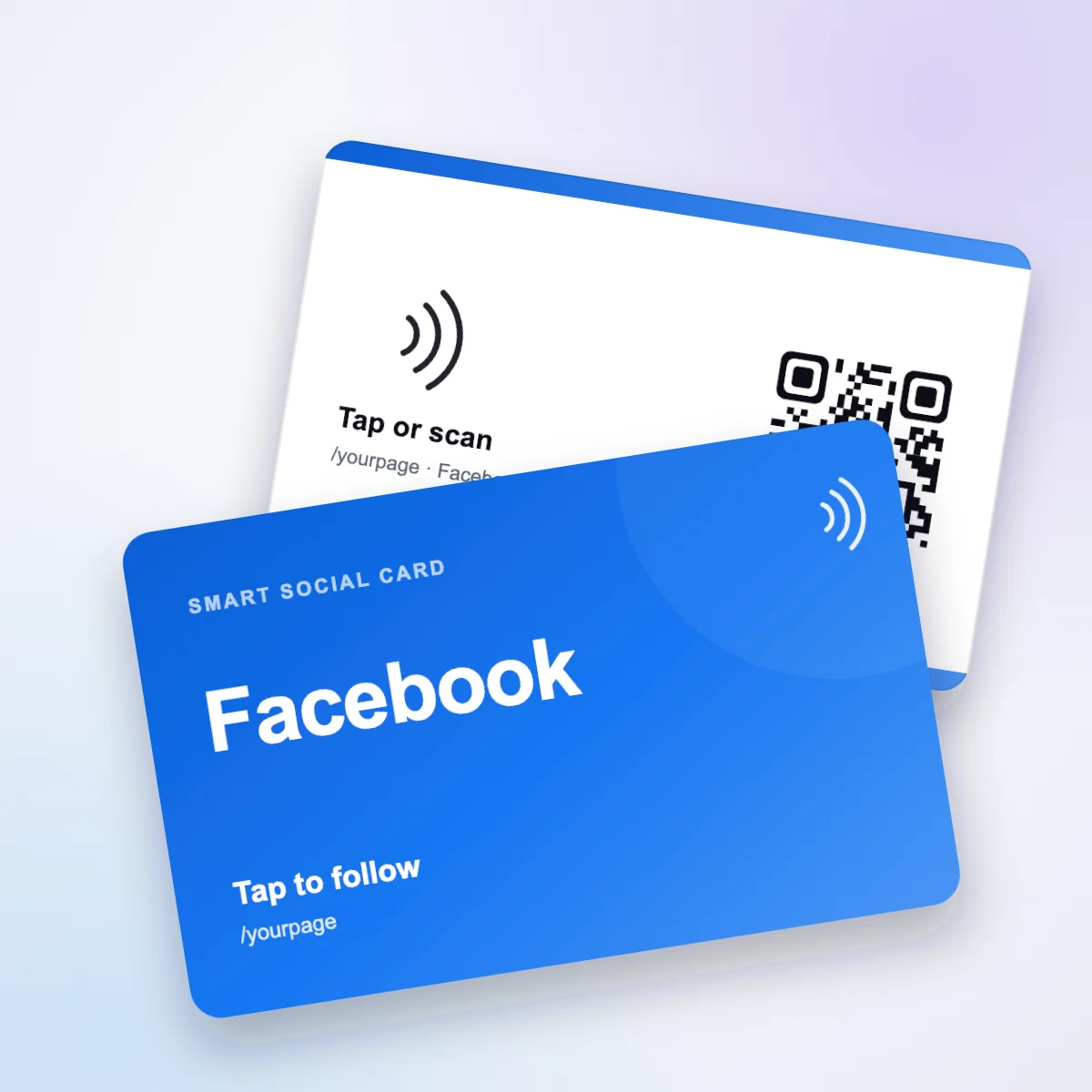 Facebook NFC card, front and back