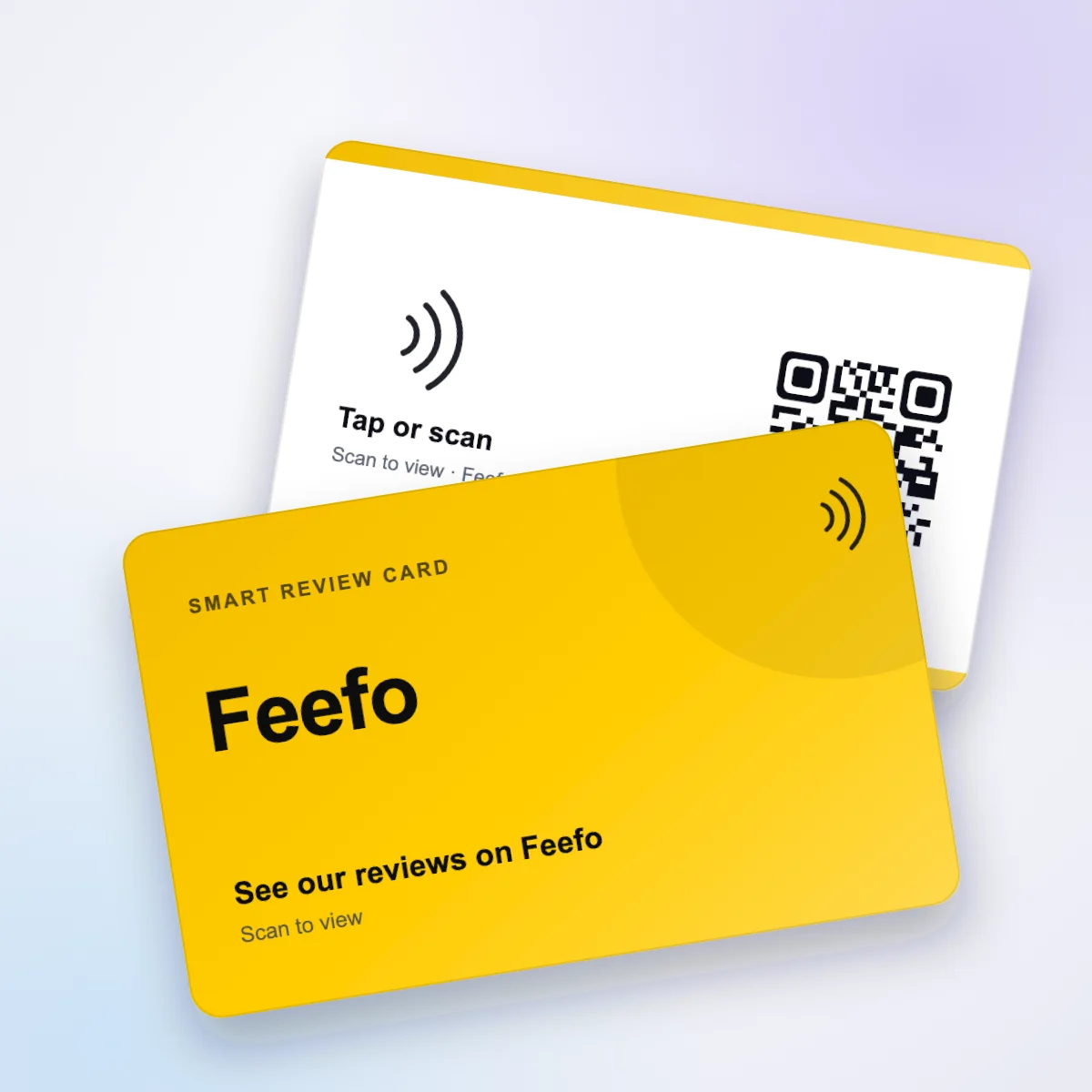 Feefo NFC review card, front and back