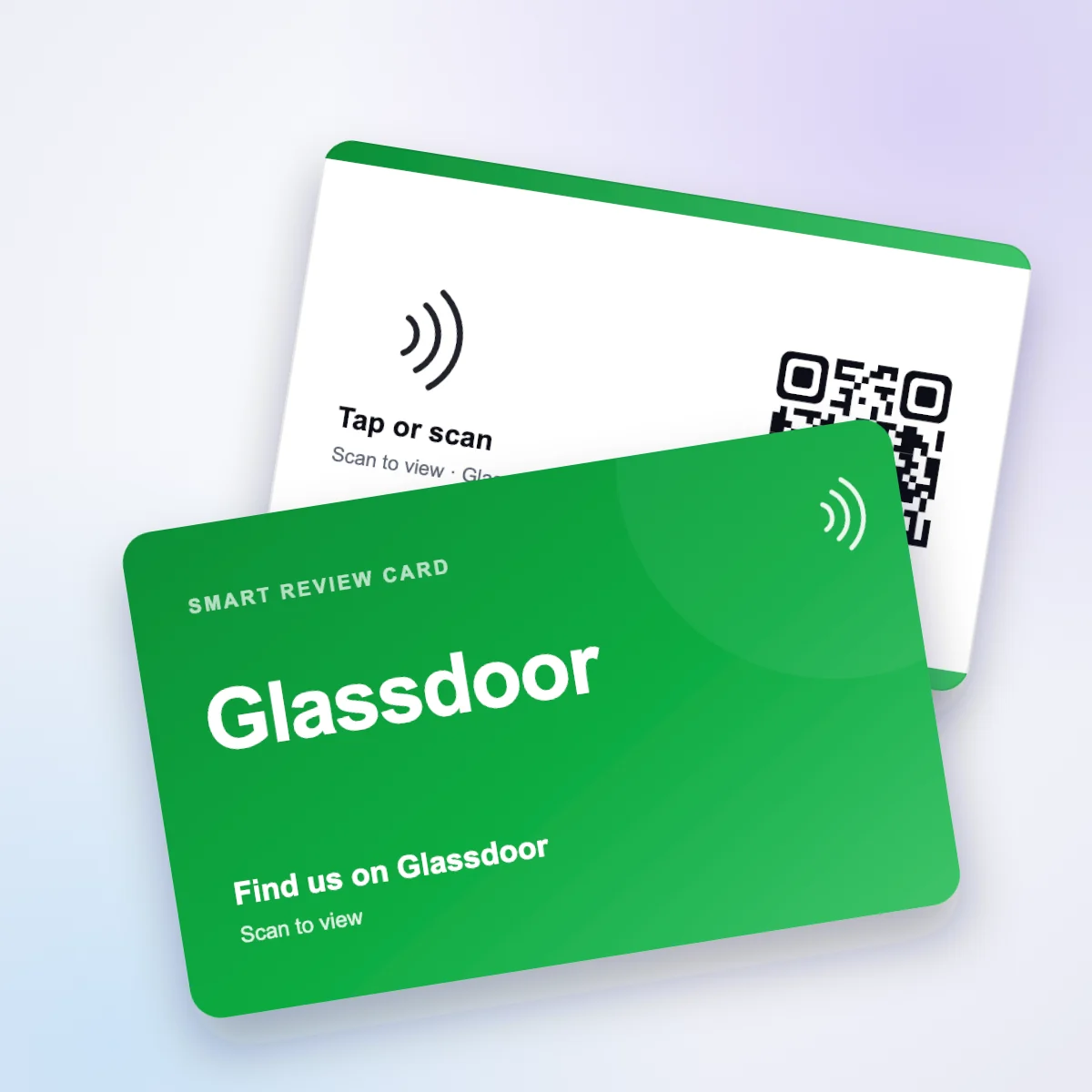 Glassdoor NFC review card, front and back