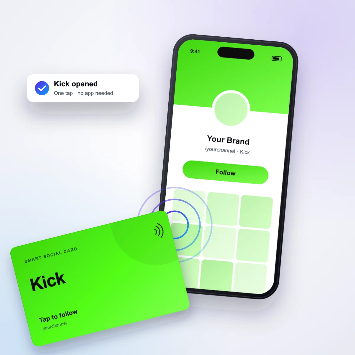 Tapping the Kick card opens Kick