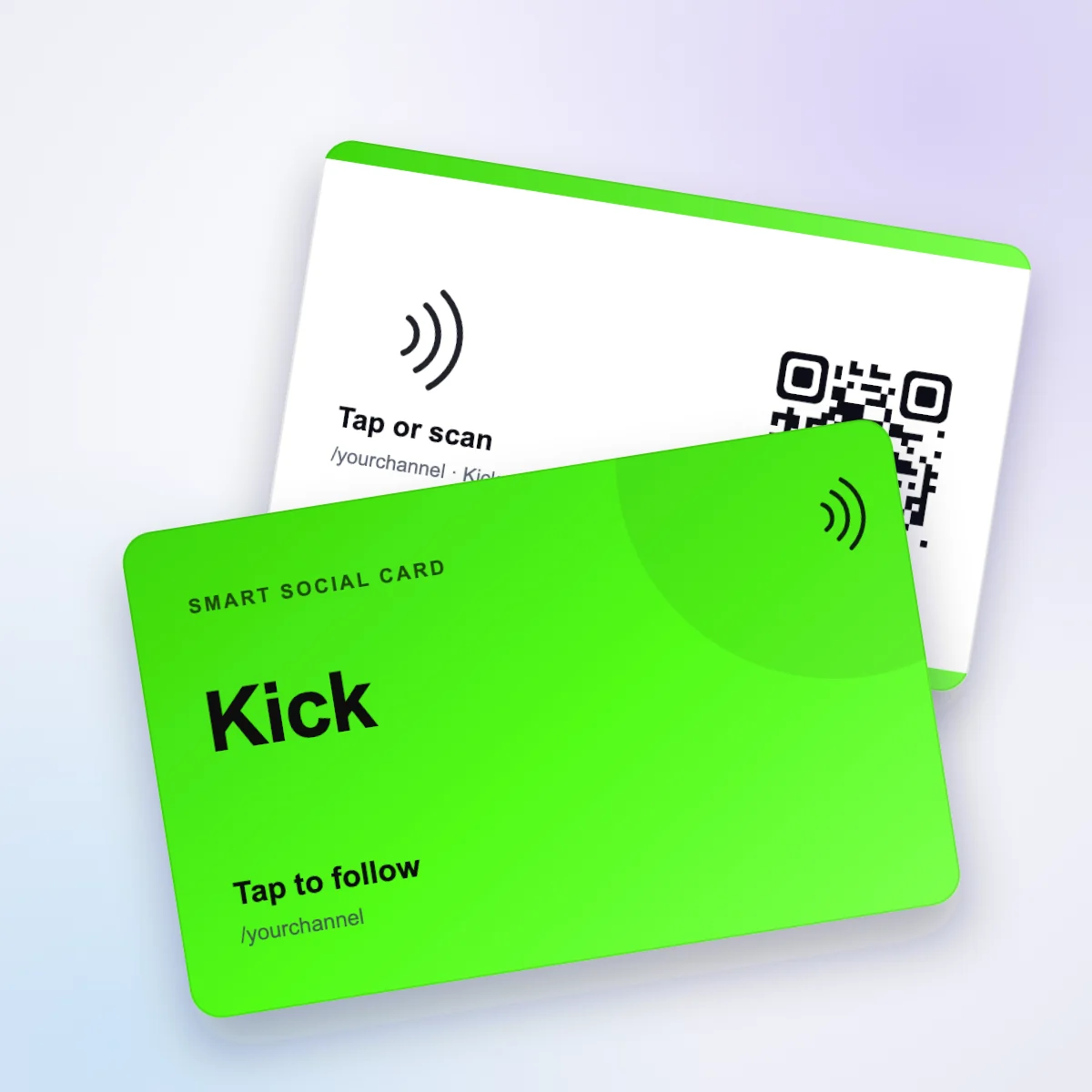 Kick NFC card, front and back