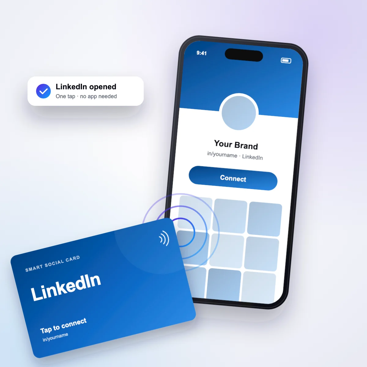 Tapping the LinkedIn card opens LinkedIn