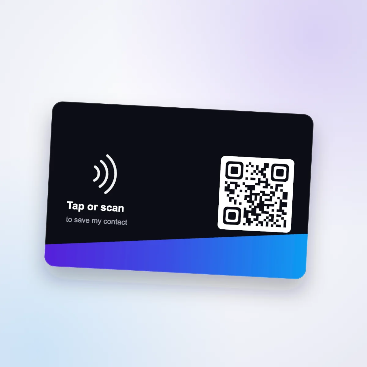 PVC back of the metal card with QR code and tap area