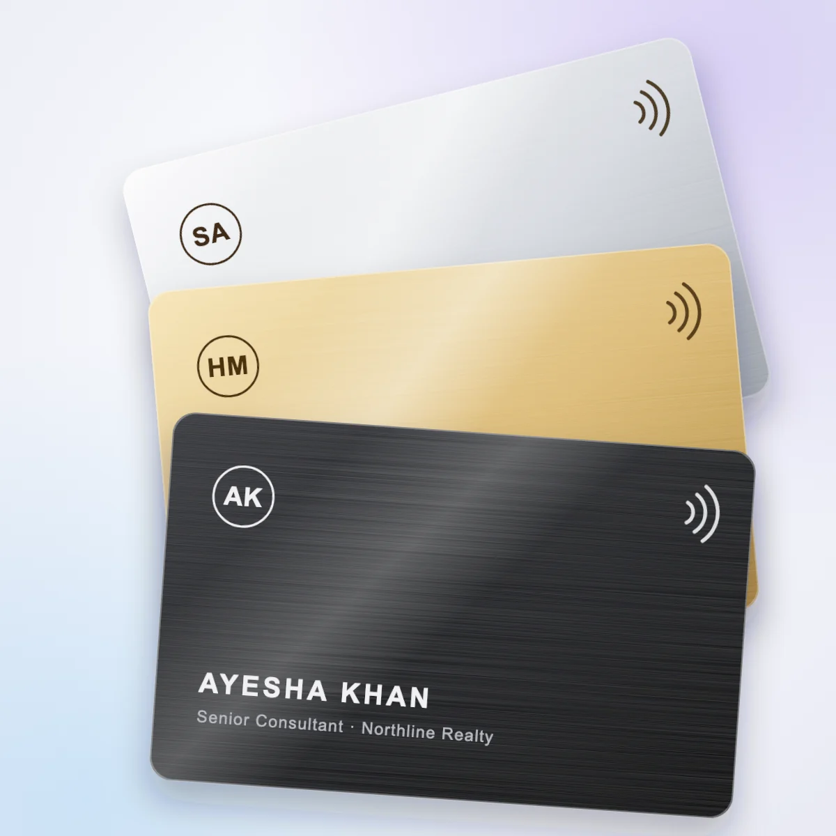 Black, gold and silver metal cards