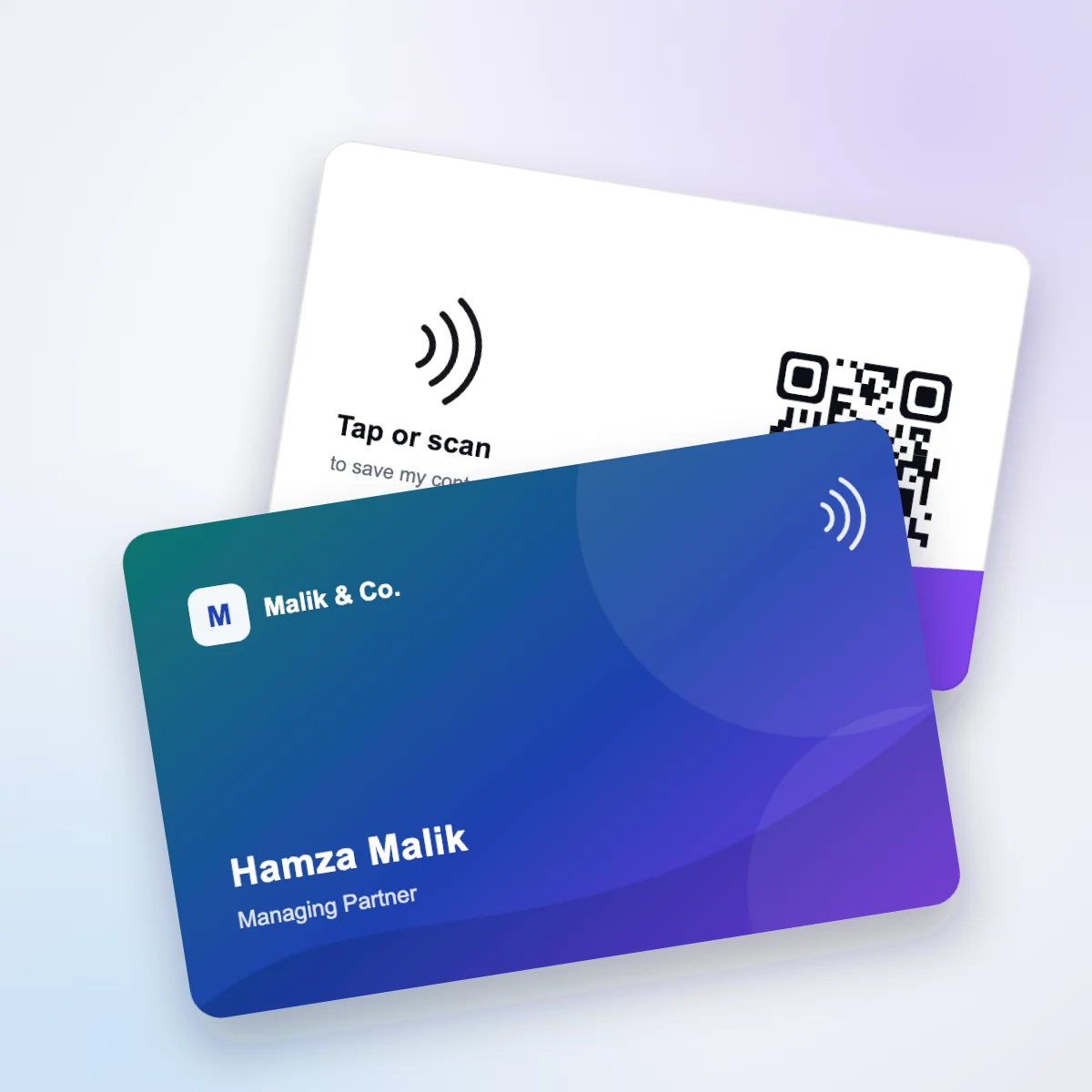 Full-colour PVC NFC visiting card, front and back