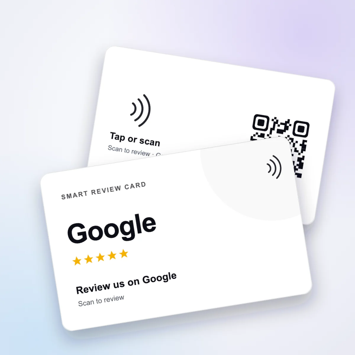 Google NFC review card, front and back