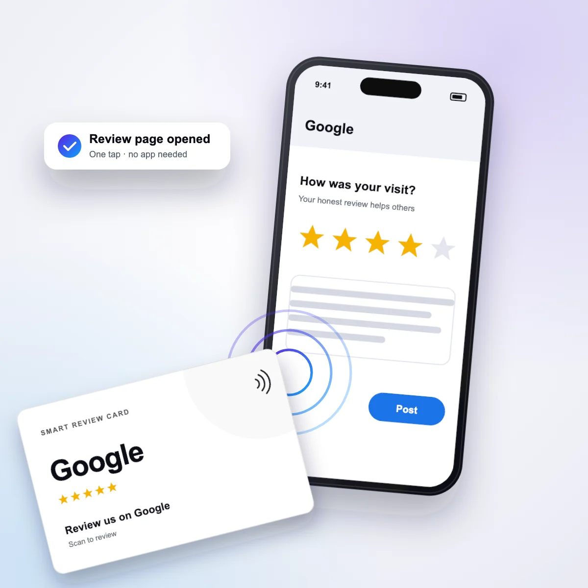 Tapping the review plate opens the review page