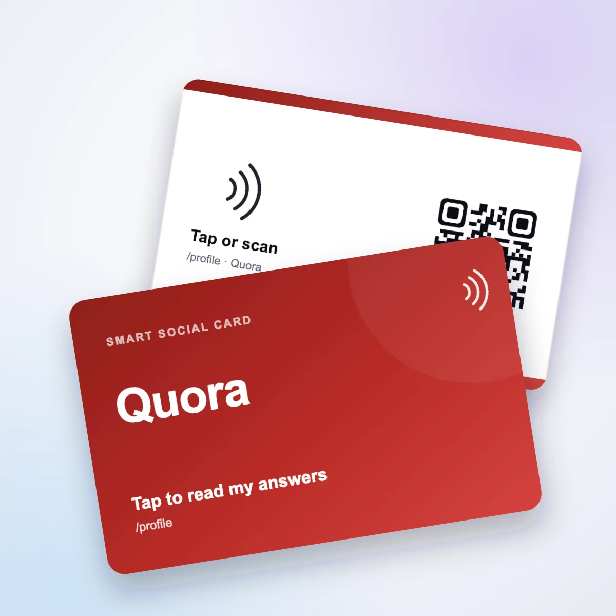 Quora NFC card, front and back