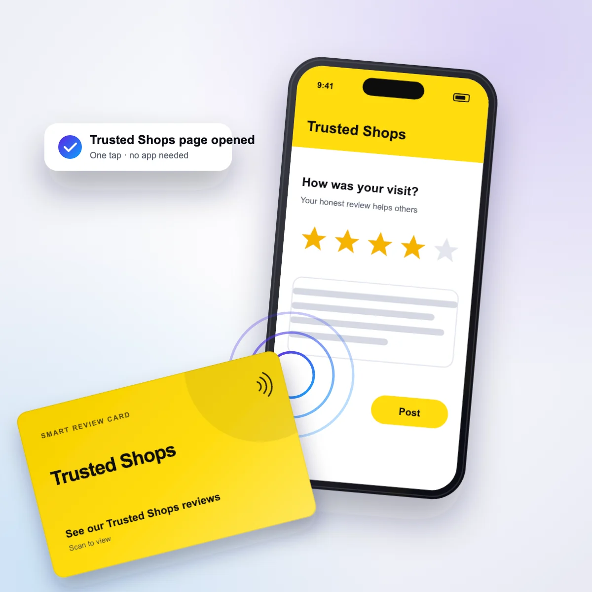Tapping the Trusted Shops card opens the Trusted Shops page