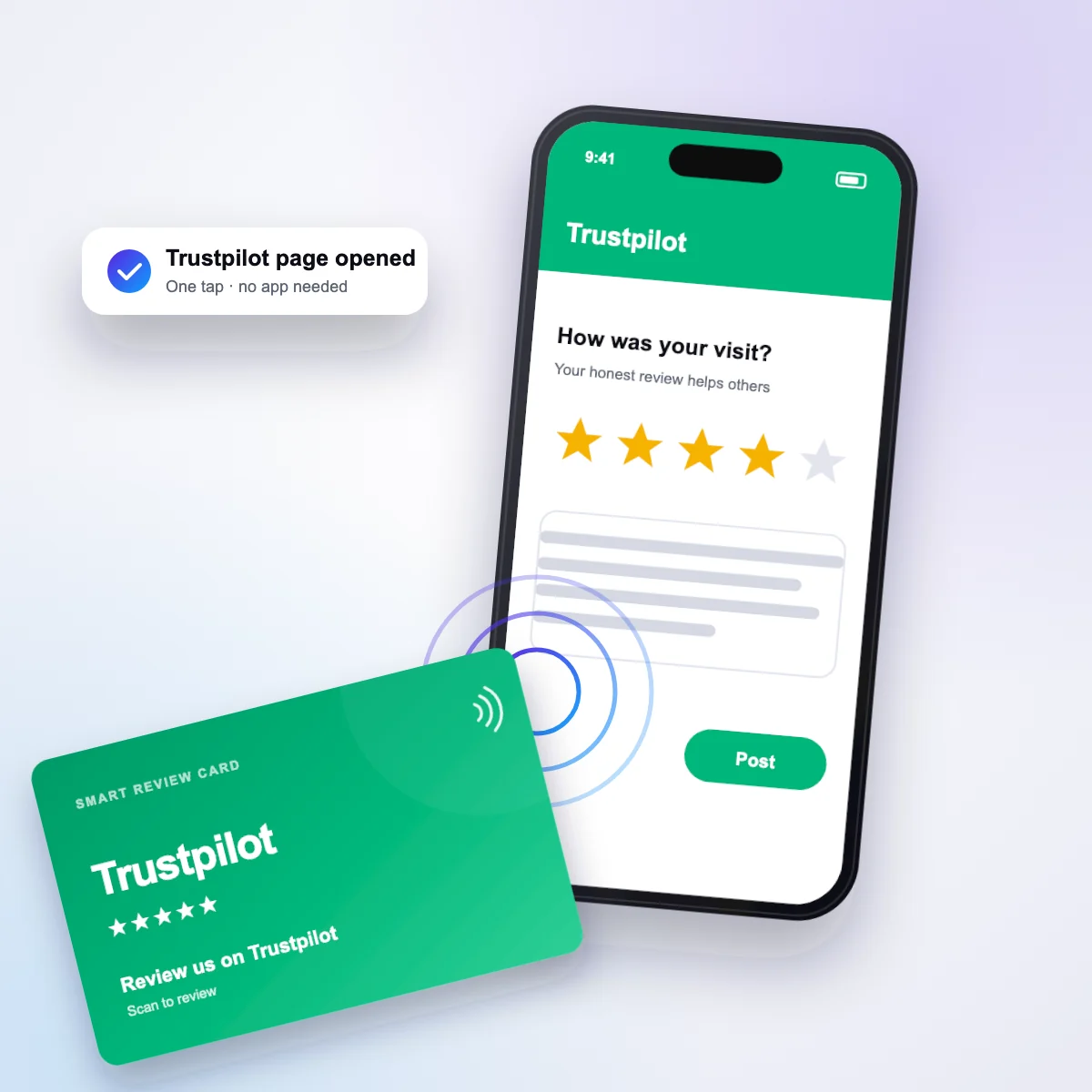 Tapping the Trustpilot card opens the Trustpilot page