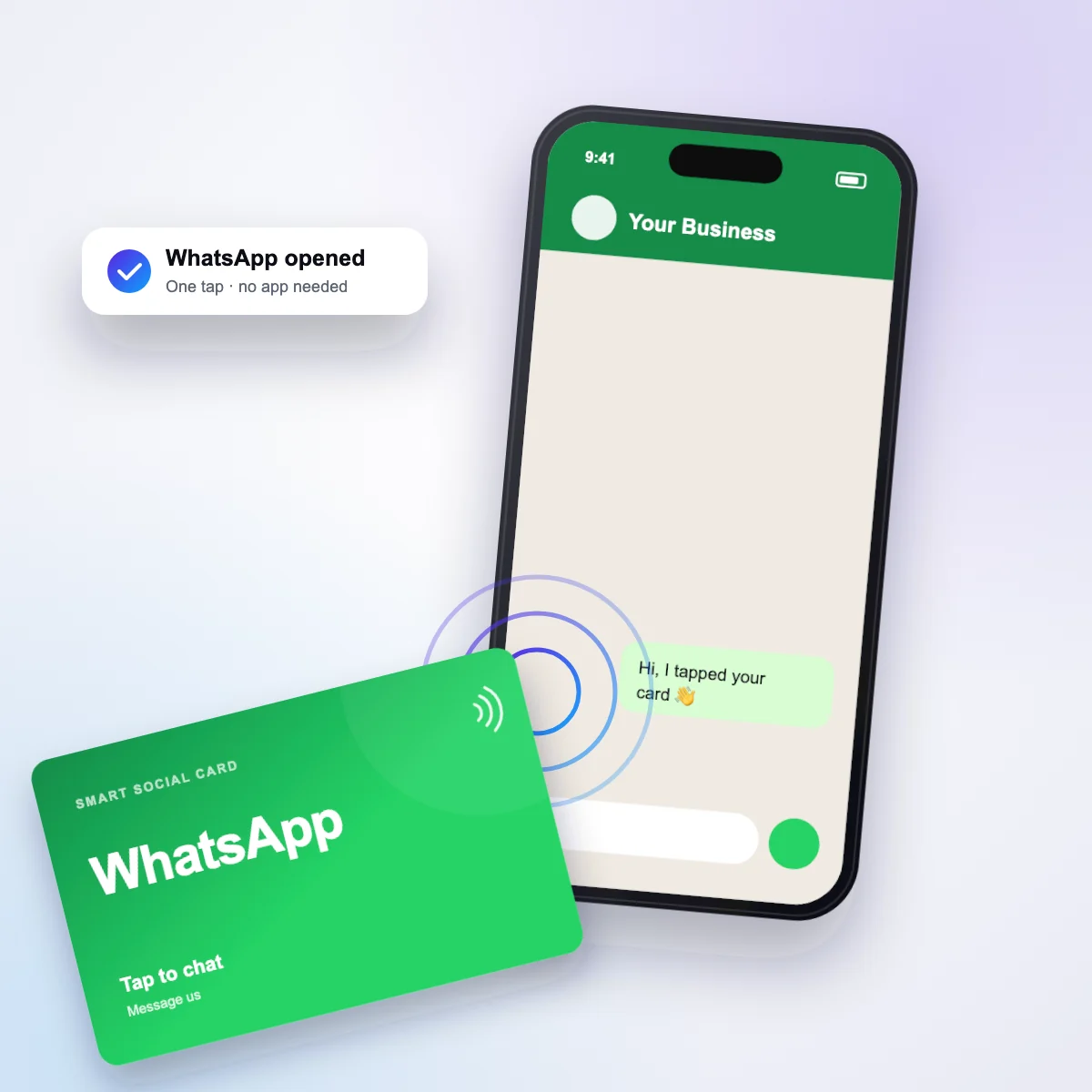 Tapping the WhatsApp card opens WhatsApp