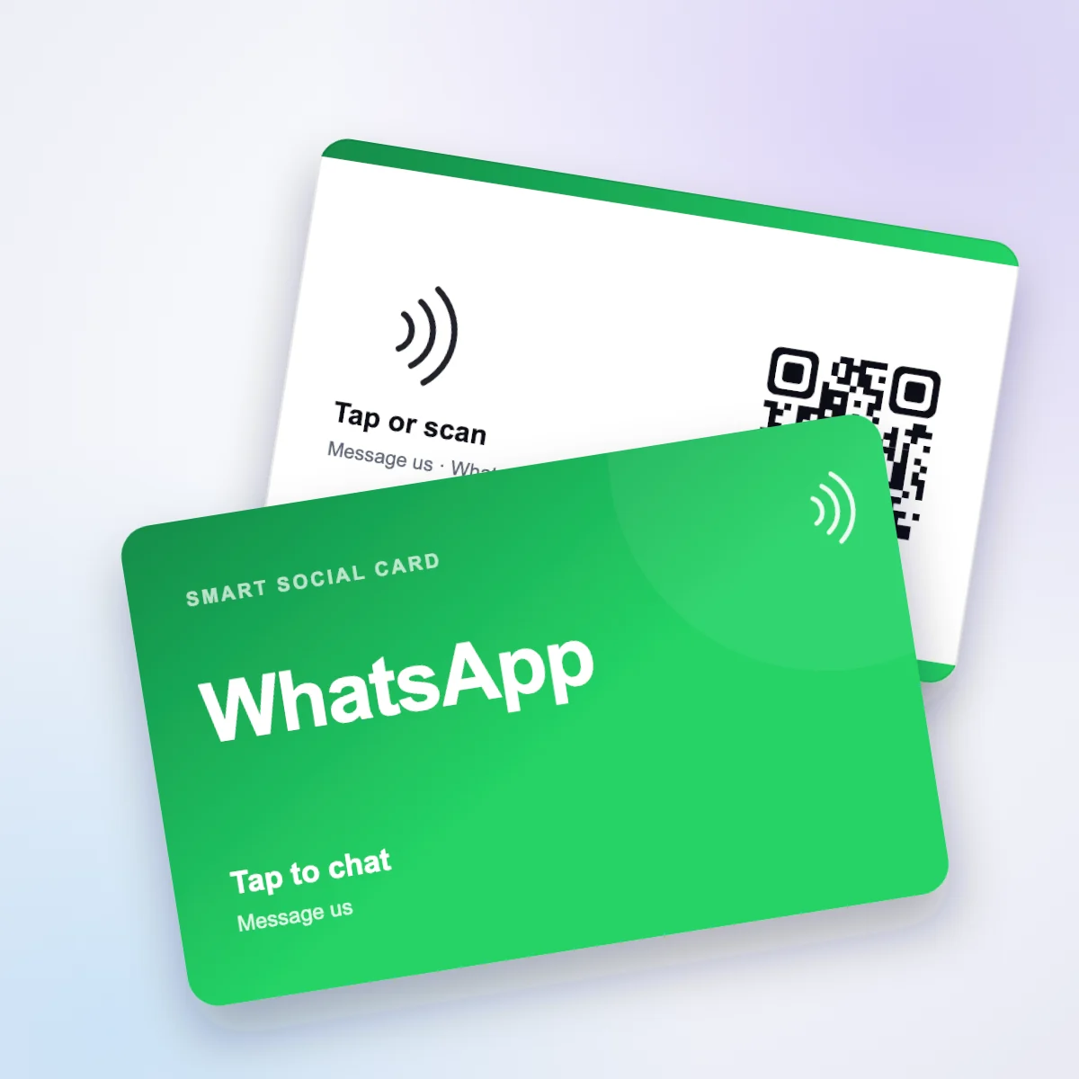 WhatsApp NFC card, front and back
