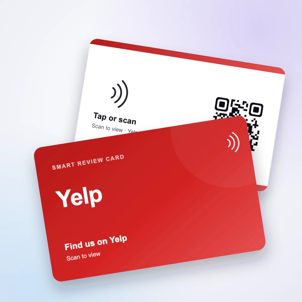 Yelp NFC review card, front and back